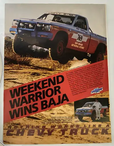 “Nothing works like a Chevy truck.» Dimensions : 8 inches wide by 11 inches high. In excellent condi...