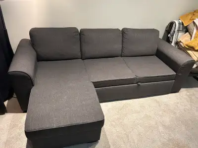 2 YO L shaped sofa/bed. Great shape. 100” Wide 37” Deep 60” Long. Bed 70” x 50”. Can deliver for a f...