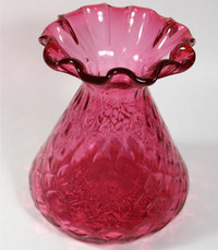 Choice of vintage cranberry glass vases or bowl