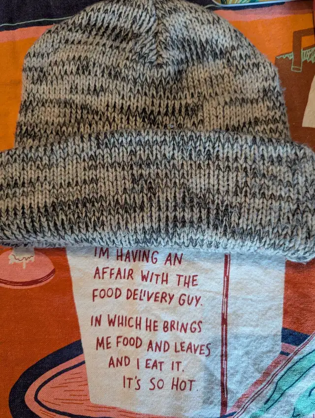 Talula Gray Ivory Knit Beanie Hat One Size Unisex63848997162497121