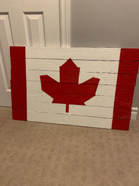 Canada wooden flag sign