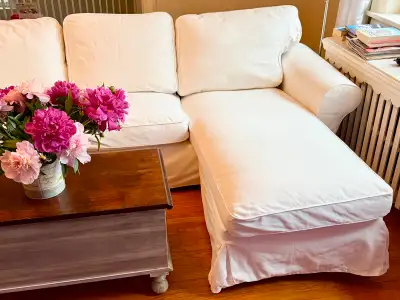 IKEA UPPLAND White Sectional Sofa w Chaise–Excellent Condition, View more