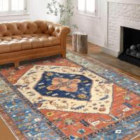Breathtaking Cerulean Charm Accent Wool Rug in New Condition