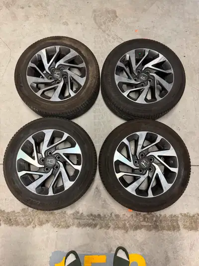 Alloy Rims are from a Honda Civic EX (2016) and compatible from 2016-2021 models. No accidents. Tire...