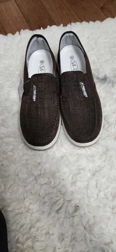 Men's Brown Slip-on Canvas Shoes - Size 9, View more