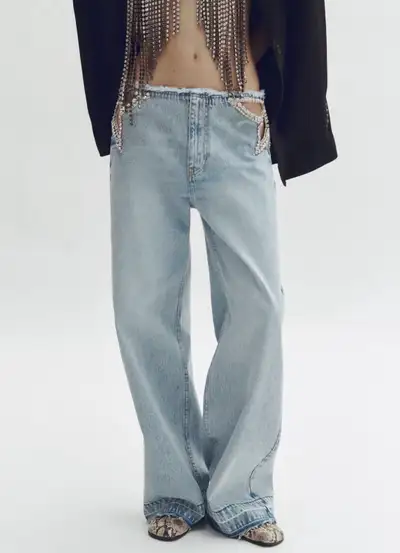STELLA MCCARTNEY H&M CRYSTAL-STAR STRAIGHT-LEG JEANS - Size US8, View more