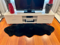 Black Faux Fur Area Rug by Natural Rugs