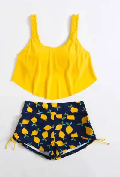 Plus size women, print, hanky hem bikini swimsuit, View more