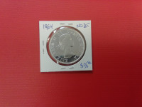 1964 Canada No Dot 1 Silver Dollar Coin