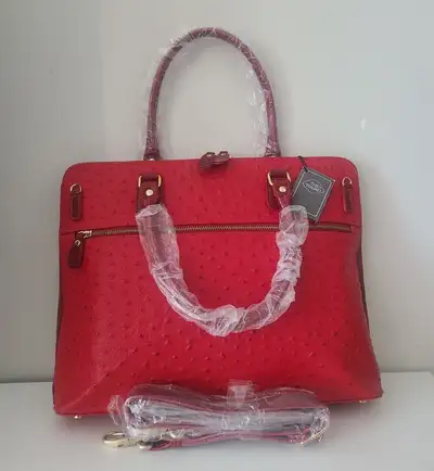 BNWT - The Trend - Women's Real Leather Red Briefcase Handbag, View more