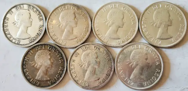 CANADIAN SILVER DOLLARS (( 7 COINS )) 1958 FOR SALE in Arts & Collectibles in City of Toronto - Image 3
