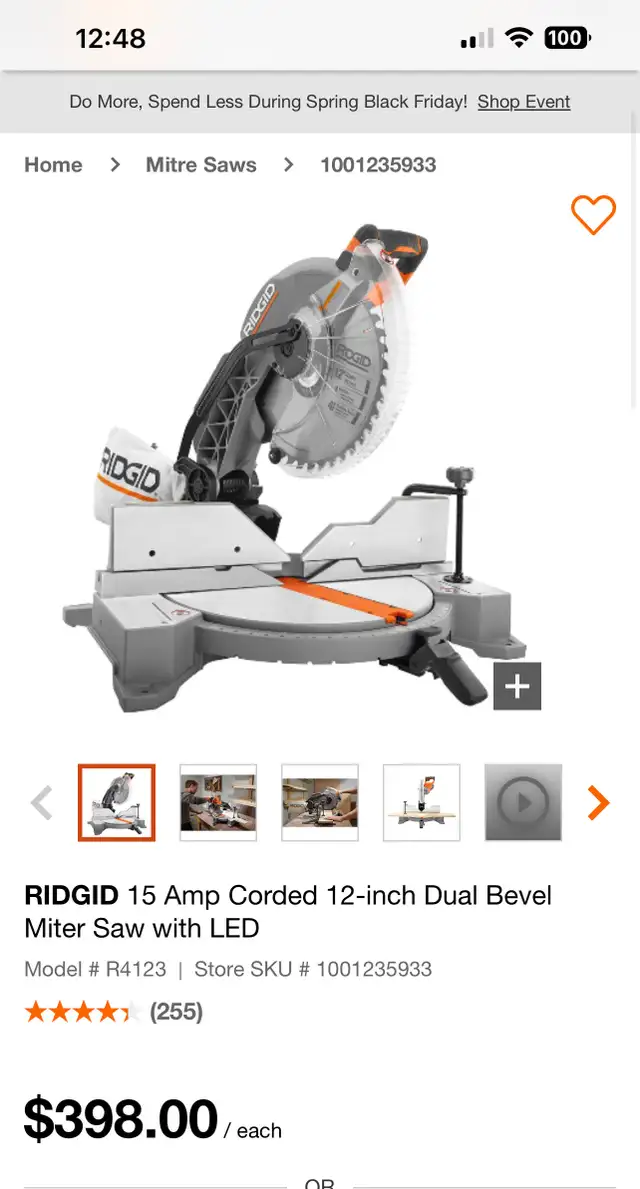 Mitre saw RIDGID new box in Power Tools in Markham / York Region - Image 2