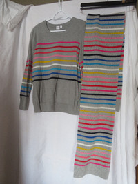 multi color sweter stripe and scarf