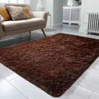 Tapis moelleux poil longue 1,6x2m-Marron foncé/Carpet rug shaggy