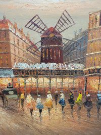 Framed Painting - Paris Moulin Rouge Windmill - 46x36