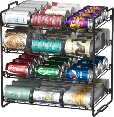 **NEW** 4 Tiers Stackable Can Rack Organizer, Wear-resistant Upgrade Beverage Food Can Dispenser Hol...
