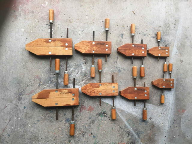 8 vintage Jorgensen adjustable Wooden Vice Clamps Woodworkers To in Hand Tools in Oshawa / Durham Region
