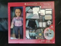 American Girl Doll- School Day to Soccer Play set (blonde) - NIB
