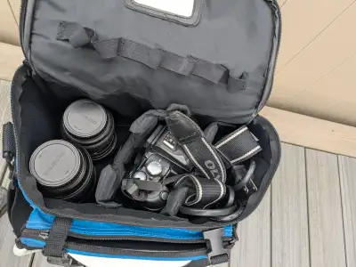 Olympus camera E-500, including: lens Olympus 40- 150 mm, lens Olympus 14- 54 mm, battery and charge...