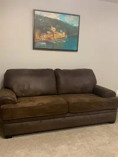 Yellowstone-inspired brushed leather sofa, View more