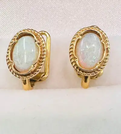 October Birthstone! Natural Australian Opal Vintage Earrings, View more