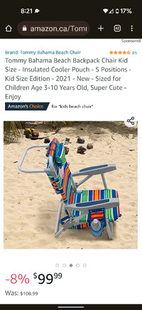 Tommy Bahama Kid's Beach Chair - BRAND NEW with tags. Backpack