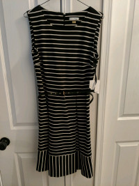 Calvin Klein black and white striped dress, size 8
