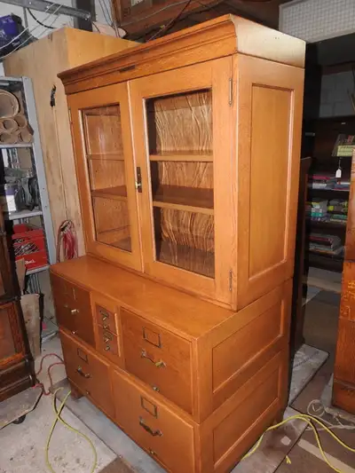 Antique bookcase and  File Cabinet Combo, 5 separate pieces, View more