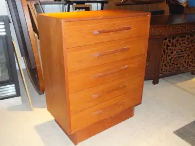TEAK 5 DRAWER DRESSER MCM, View more