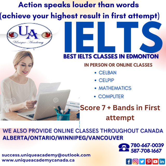 IELTS/CELPIP/CELBAN(10,9,8,7)/SPOKEN ENGLISH/HIGHEST BANDS(5-9) in Classes & Lessons in Edmonton - Image 3