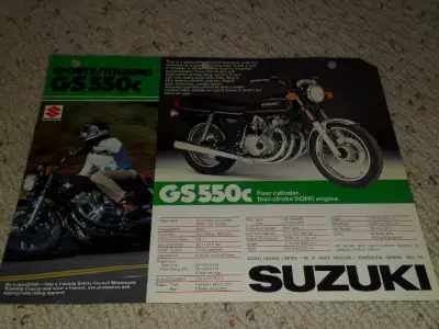 1970'S SUZUKI 2-SIDED MOTORCYCLE BROCHURE / PAMPHLET, View more