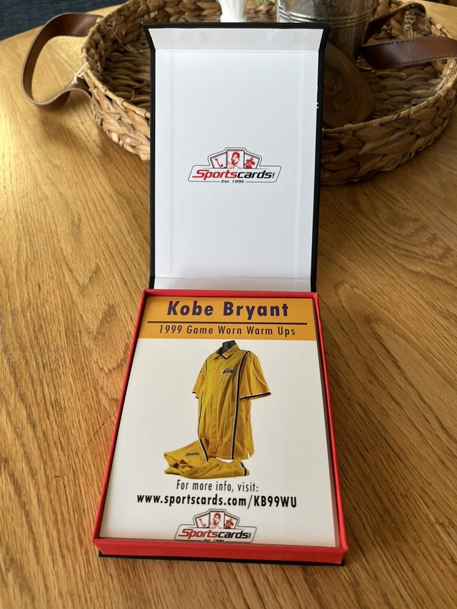 Kobe Bryant Game Worn Warm Up Swatch and Display Case Arts