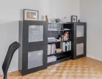 Bibliothèque avec 2 cabinets noirs pour rangement