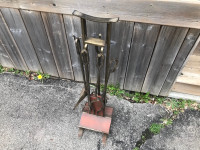 Cast Iron Fire Place Stand With Tools Brush Poker 