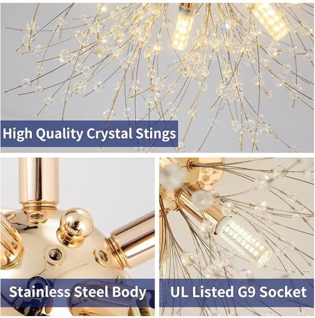 New Modern Small Crystal Ceiling Light Fixture, 4-Light in Indoor Lighting & Fans in Markham / York Region - Image 4