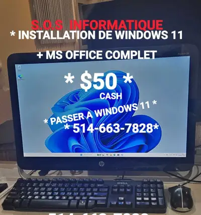 INSTALLATION DE WINDOWS 11+ MS OFFICE COMPLET, View more