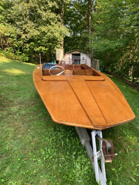 Wooden Boat w/ Trailer