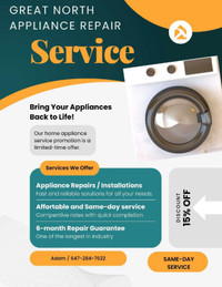 Appliance Repair, affortable rates - with 6 months warranty!
