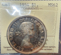 1954 MS54 ICCS MS62 silver dollar