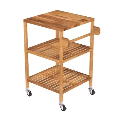 3 Tier Solid Acacia Kitchen Cart, Golden Teak, View more