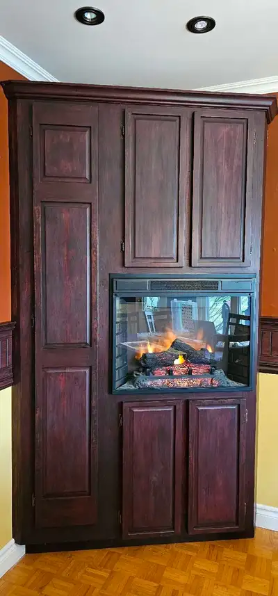 Meuble de coin avec foyer électrique , View more