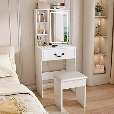 White Makeup Vanity; Vanité de maquillage, View more