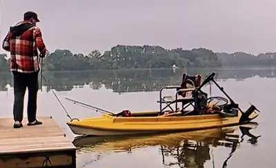 14FT fishing kayak, Made in Texas, with motor mount (NO motor and chair) very stable , strong fiberg...