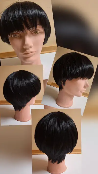 Perruque cheveux noir court, View more