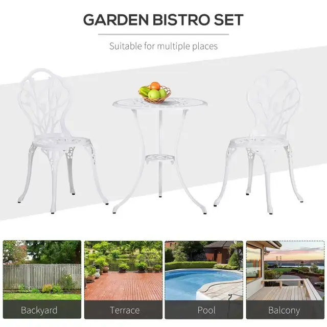 Cast aluminum 3 Pieces Patio Bistro Set, Outdoor Cast Aluminum G in Patio & Garden Furniture in Markham / York Region - Image 6
