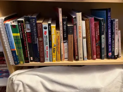 Books & Novels - lot #10 mostly sports, pets books, novels+ more, View more
