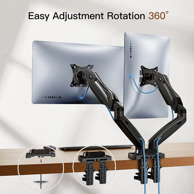 HUANUO Dual Monitor Stand - Adjustable Gas Spring Monitor Desk M in Monitors in Calgary - Image 3