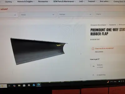 6 ft snow blade rubber deflector and metal support with bolts , made by CAN AM