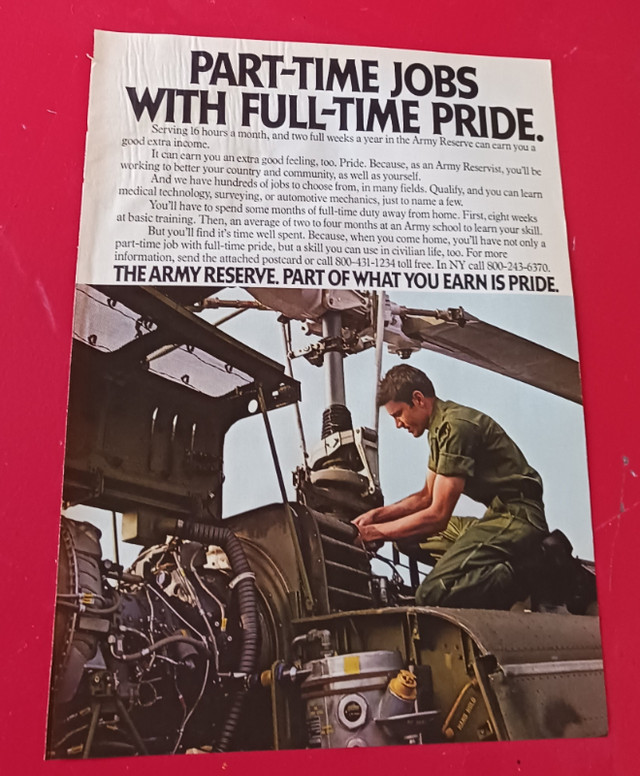 RETRO ORIG 1978 U.S. ARMY RECRUITING AD - VINTAGE AMERICAN dans Art et objets de collection  à Ville de Montréal