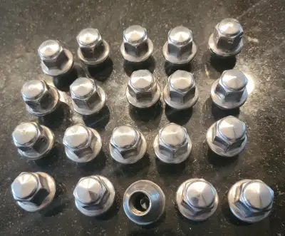 Écrous de roue Mustang 2018 chromés. Remplacé mes écrous par des noirs. Ceux-ci sont donc les origin...